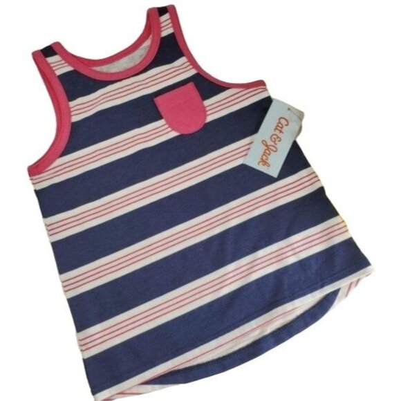 Cat Jack Tank Top Girls Knit Shirt Sleeveless Striped Blouse - Picture 1 of 7